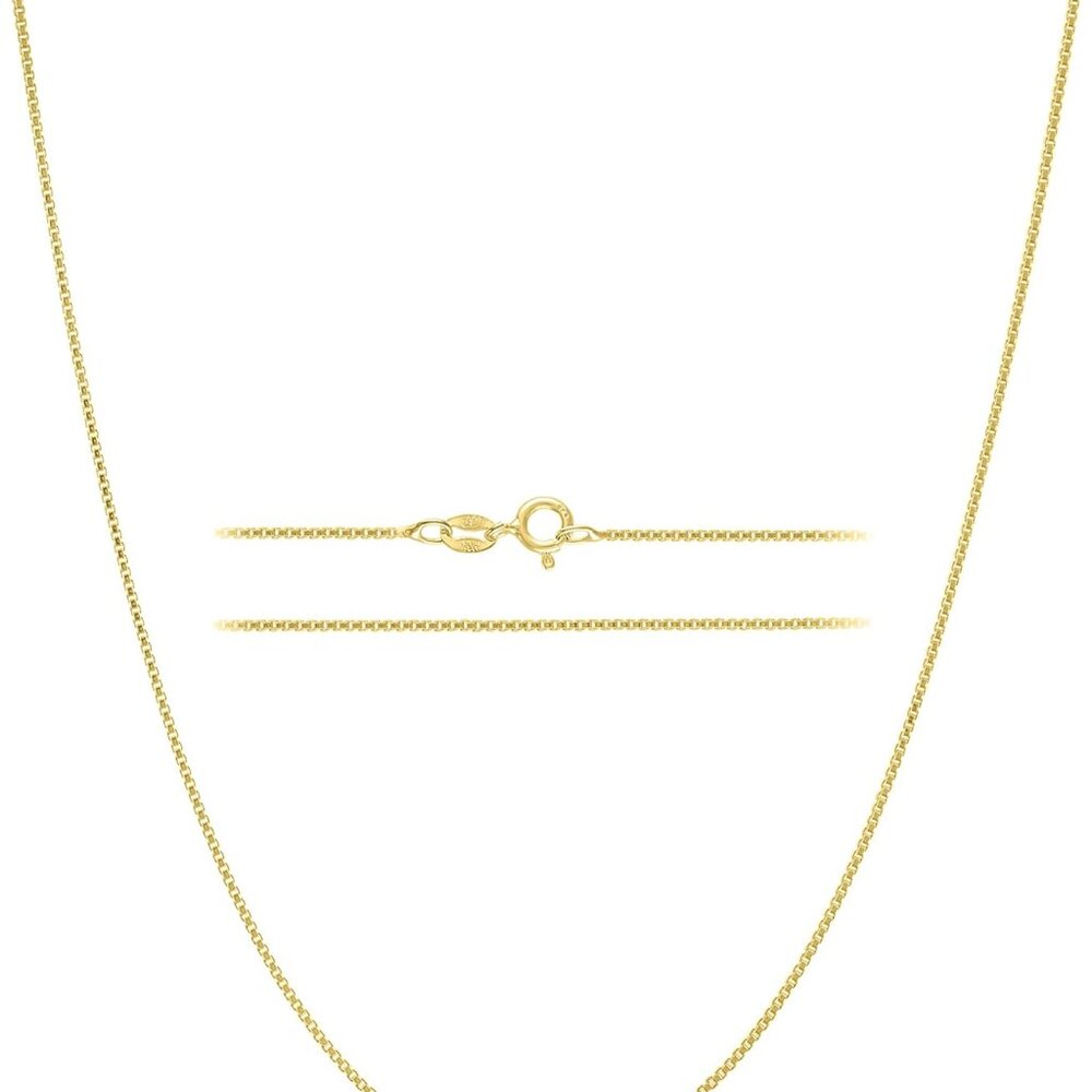 Italian 18k Gold Plated 925 Sterling Silver Diamond Cut Box Link Chain Necklace